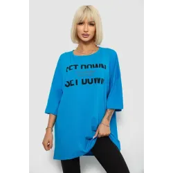 Футболка жіноча з принтом, колір блакитний, 100% бавовна, Повсякденний (casual), ['Літній', XXL