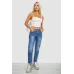 Джинси жіночі однотонні Straight fit, колір синій, 98% бавовна, Повсякденний (casual)