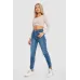 Джинси жіночі Mom-fit стрейч, колір синій, 98% бавовна, Повсякденний (casual), Демісезонний, 25