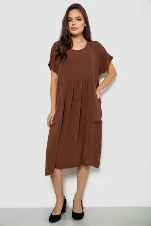 Сукня жіноча однотонна повсякденна, колір шоколадний