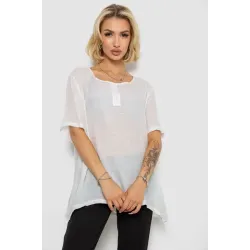 Блузка жіноча однотонна, колір молочний, 65% бавовна