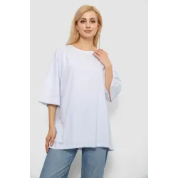 Футболка жіноча однотонна, колір білий, 90% бавовна, Повсякденний (casual)