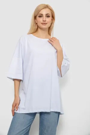 Футболка жіноча однотонна, колір білий, 90% бавовна, Повсякденний (casual)