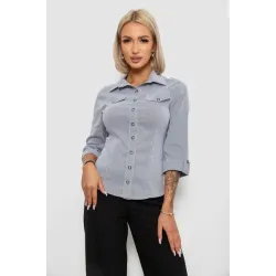 Сорочка класична в смужку, колір сірий, 95% бавовна, ['Повсякденний (casual)', ['Весняно-літній'