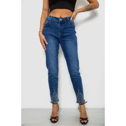 Джинси жіночі однотонні Skinny, колір синій, 70% бавовна