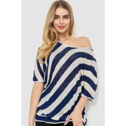 Жіноча кофта в смужку, колір синьо-білий