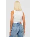 Топ жіночий у рубчик з вишивкою, колір білий
