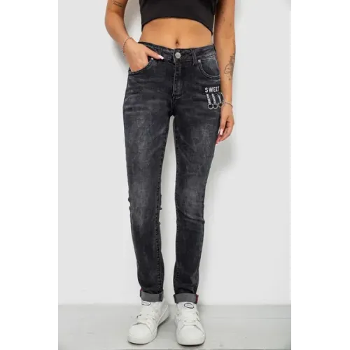 Джинси жіночі однотонні Skinny, колір сірий, 98% бавовна