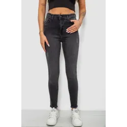 Джинси жіночі однотонні Skinny, колір сірий, 98% бавовна, Повсякденний (casual)