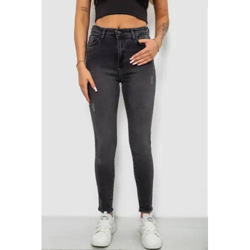 Джинси жіночі однотонні Skinny, колір сірий, 98% бавовна, Повсякденний (casual)