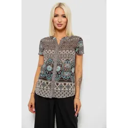 Блуза жіноча з принтом, колір чорний, 100% поліестер