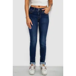 Джинси жіночі однотонні утеплені Skinny, колір синій