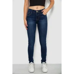 Джинси жіночі однотонні Skinny, колір синій, 63% бавовна