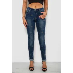 Джинси жіночі однотонні Skinny, колір синій, 95% віскоза