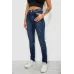 Джинси жіночі однотонні Skinny, колір синій, 98% бавовна, Повсякденний (casual), ['Демісезонний', 28