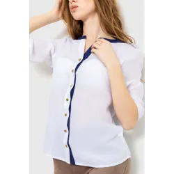 Блуза класична, колір біло-синій
