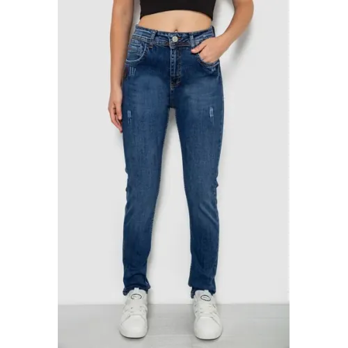 Джинси жіночі однотонні Skinny, колір синій, 98% бавовна
