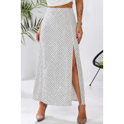 Спідниця софт у горох, колір білий