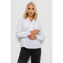 Блуза однотонна, колір білий, 95% бавовна, Повсякденний (casual), ['Весняно-літній', S