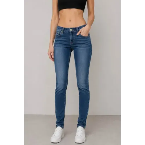 Джинси жіночі однотонні Slim fit, колір синій