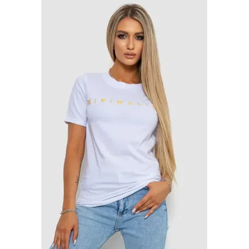 Футболка жіноча з принтом, колір білий, 100% бавовна, Повсякденний (casual)