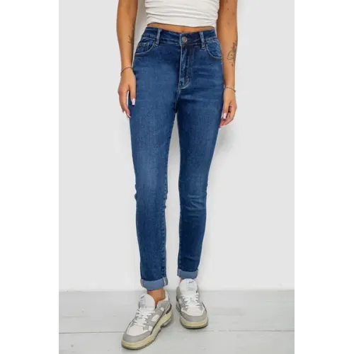 Джинси жіночі однотонні Skinny, колір синій, 98% бавовна, Повсякденний (casual), ['Демісезонний'