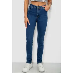 Джинси жіночі однотонні Skinny, колір синій, 98% бавовна, Повсякденний (casual), ['Демісезонний', 33
