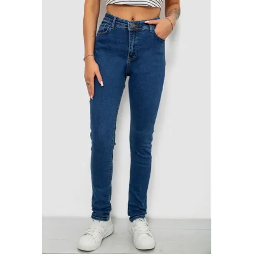 Джинси жіночі однотонні Skinny, колір синій, 98% бавовна, Повсякденний (casual), ['Демісезонний', 33