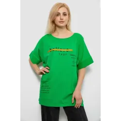 Футболка жіноча з принтом, колір зелений, 90% бавовна, Повсякденний (casual)