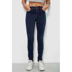 Джинси жіночі однотонні Skinny, колір синій, 67% бавовна