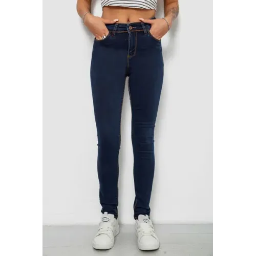 Джинси жіночі однотонні Skinny, колір синій, 67% бавовна