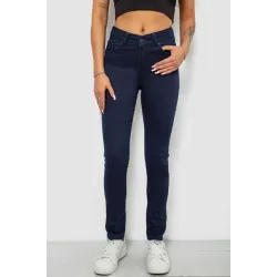 Джинси жіночі однотонні Skinny, колір синій, 98% бавовна, Повсякденний (casual), ['Весняно-осінній', 28