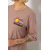 Футболка жіноча з принтом, колір мокко, 100% бавовна, Повсякденний (casual)