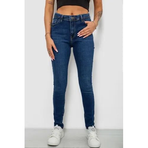 Джинси жіночі однотонні Skinny, колір темно-синій