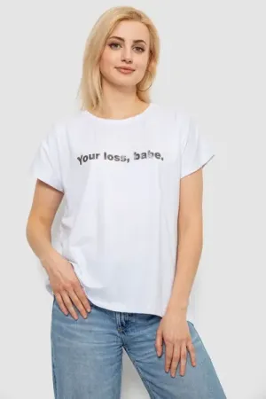 Футболка жіноча з принтом, колір білий