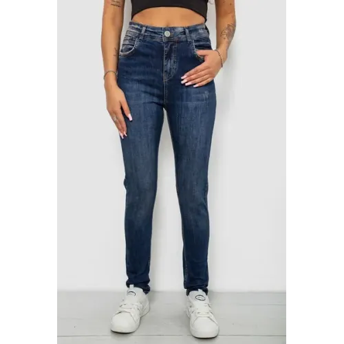 Джинси жіночі однотонні Skinny, колір синій, 98% бавовна, Повсякденний (casual), ['Демісезонний', 28