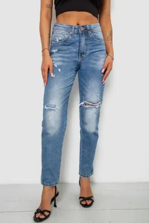 Джинси жіночі MOM, колір синій, 100% бавовна