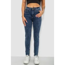 Джинси жіночі однотонні Skinny, колір синій, 98% бавовна, Повсякденний (casual)