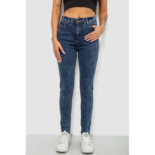 Джинси жіночі однотонні Skinny, колір синій, 98% бавовна, Повсякденний (casual)