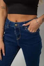 Джинси жіночі однотонні Skinny, колір синій, 98% бавовна, арт. 44-693