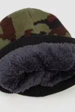 Шапка чоловіча камуфляж на хутрі, колір хакі, 100% акрил
