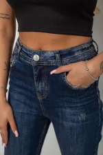Джинси жіночі однотонні Skinny, колір синій, 98% бавовна, арт. 94-291