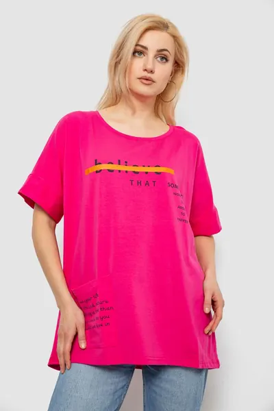 Футболка жіноча з принтом, колір рожевий, 90% бавовна, арт. 0b1c10