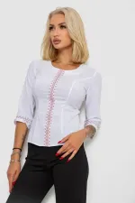 Блуза класична з вишивкою, колір білий