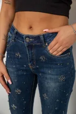 Джинси жіночі однотонні Skinny, колір синій, 95% віскоза