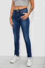 Джинси жіночі однотонні Skinny, колір синій, 70% бавовна, арт. 66-636