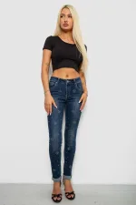 Джинси жіночі однотонні Skinny, колір синій, 95% віскоза