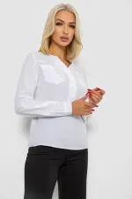 Блуза однотонна, колір білий, 95% бавовна, Повсякденний (casual)