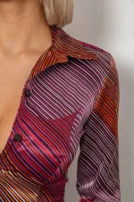 Сорочка класична в смужку, колір бузковий, 50% бавовна