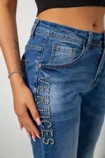 Джинси жіночі однотонні Skinny, колір синій, 69% бавовна